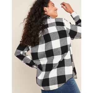 Old Navy Women's Buffalo plaid boyfriend flannel with pockets sz M campfire cabi